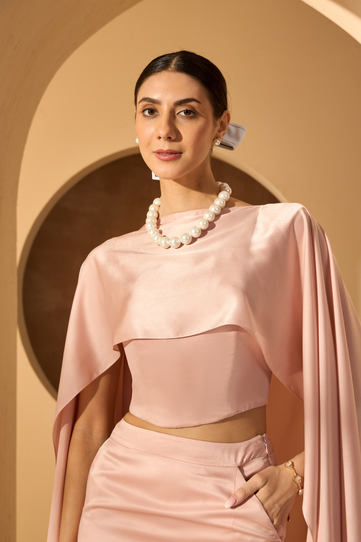 HEFFE CORSET AND CAPE IN PINK