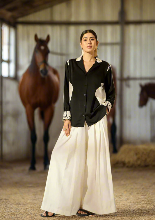 RORY SHIRT IN EBONY & IVORY